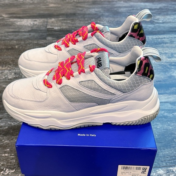 P448 Luke Sneakers Shoes Womens Size 41 White Gray Leopard Designer $350 NIB - Picture 8 of 16